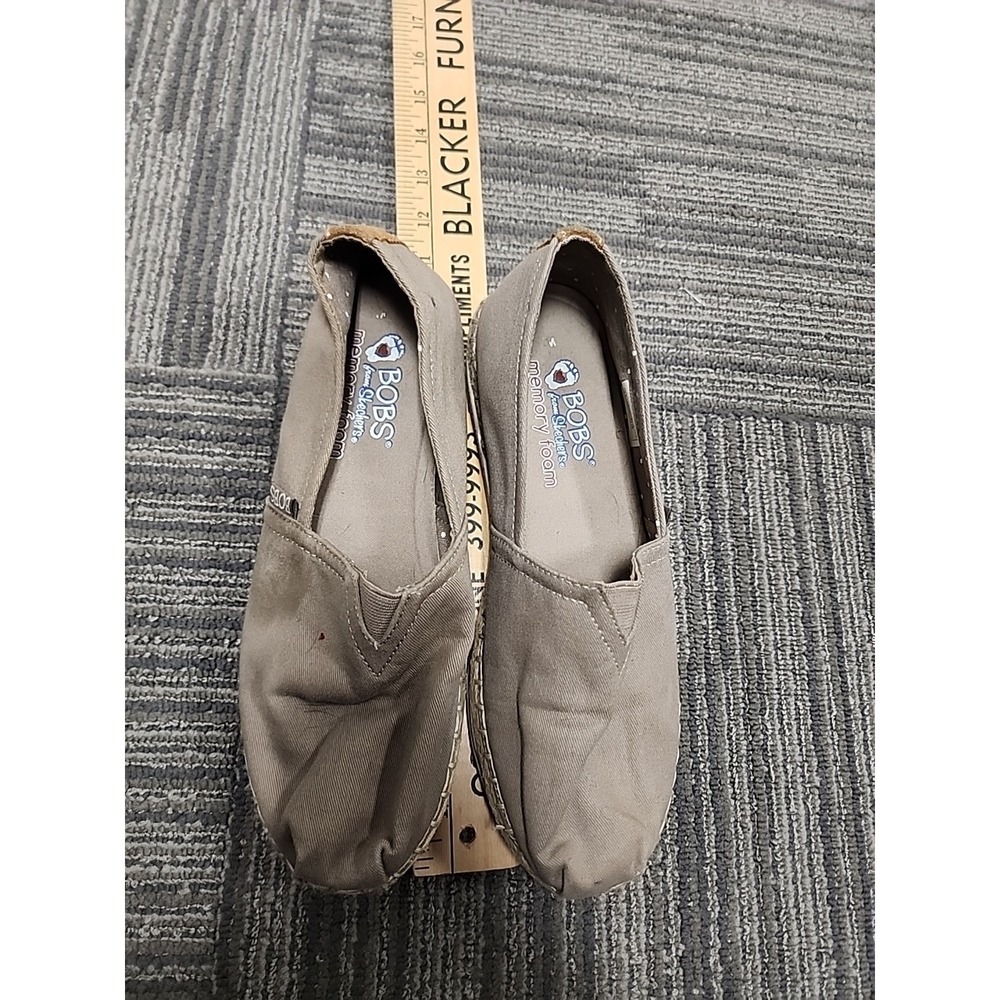 BOBS from Skechers Shoes Breeze Womens 7.5 Taupe Canvas‎ SlipOn Comfort